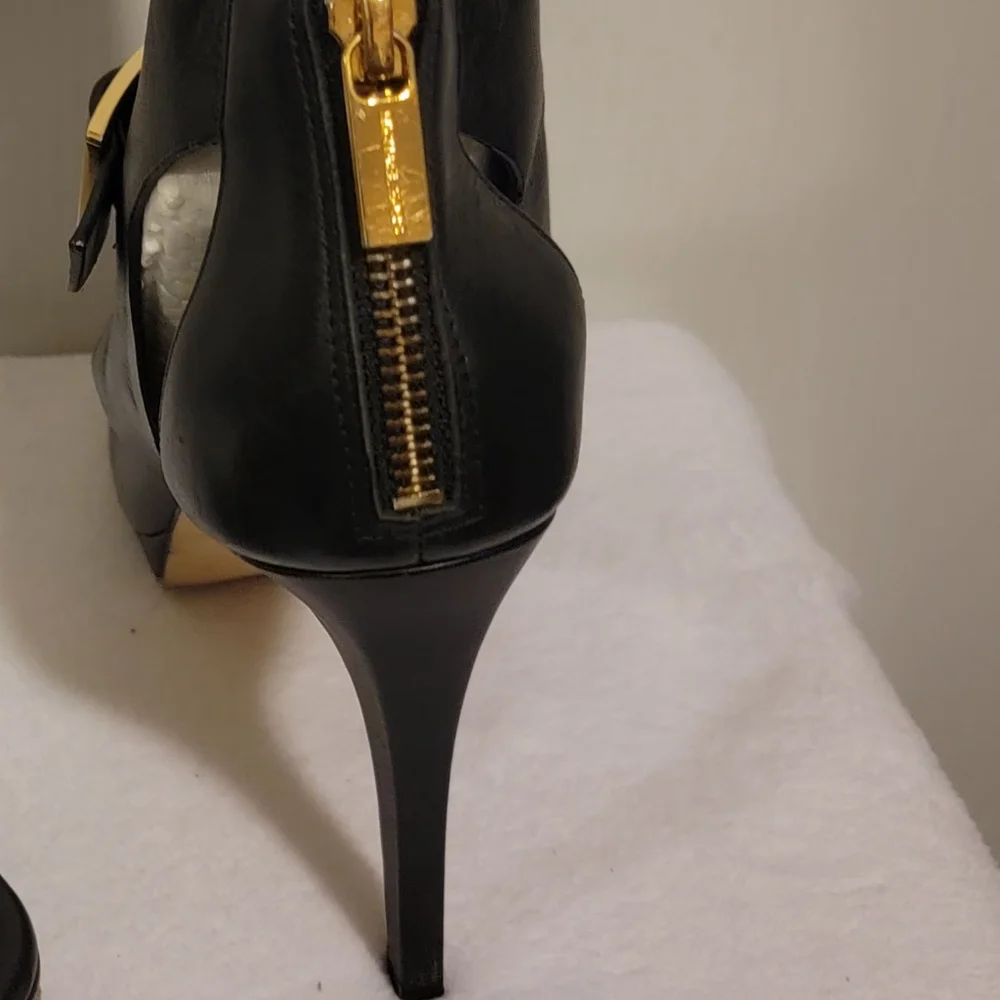 Michael Kors Black Leather Cutout High Heel Sandals